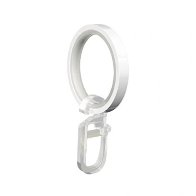 Imagen de Flairdeco 11052007 2032 Anillas con Inserto y Ganchos para Barra de Cortinas (16 20 mm diámetro, Unidades), Color Blanco Metal