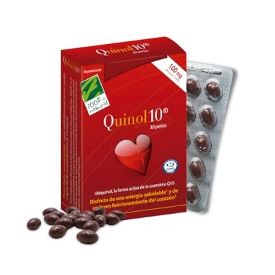 Imagen de 100% Natural Quinol10 Complemento Alimenticio con Vitamina B1, B2, Coenzima Q10, 30 cápsulas