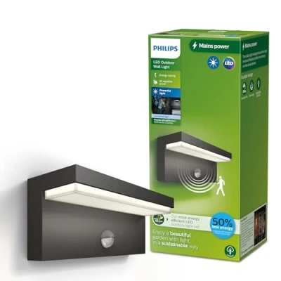 Imagen de Philips Aplique de exterior LED Bustan UE, sensor, 4.000 K