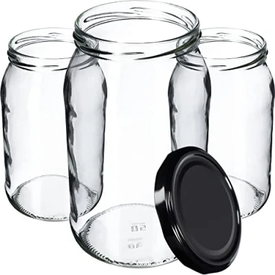 Imagen de KADAX Tarros de cristal para conservas (900 ml, 24 unidades), color negro