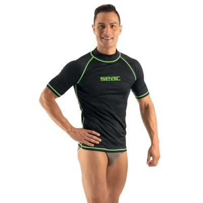 Imagen de SEAC T Sun Short Man, Camiseta de protección Rash Guard para esnorkel y natación Anti UV, Azul, L