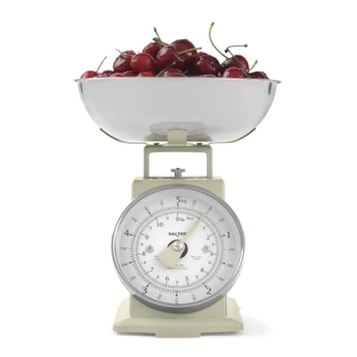 Imagen de Salter SA00562CFEU12 Báscula mecánica atemporal capacidad de 5 kg, tazón apto para lavavajillas 1 litro, ideal repostería, diseño clásico, dial gran dígito fácil leer