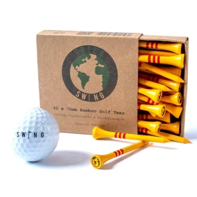 Imagen de Green Swing Camisetas de golf bambú 70 mm, biodegradables fuertes y sostenibles, 30 piezas (amarillo)