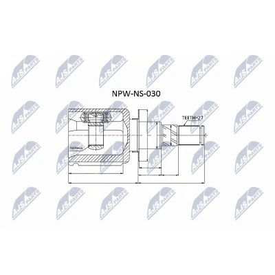 Imagen de NTY NPW NS 030 Junta Homocinética lado de engranaje, Eje delantero, izquierda, derecha NISSAN: Pathfinder 3, NP300 Navara Pick up