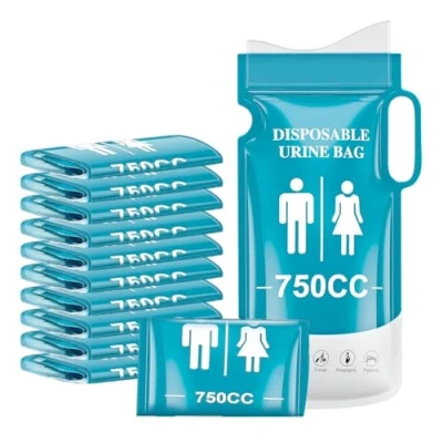 Imagen de YSWOVUO 12 Piezas Bolsas de Orina Desechables, 750ml Bolsa Portátiles para Hombre Mujer Niños, Vómito Urinario Acampar, Viajar, Atasco Tráfico, al Aire Libre, Emergencia