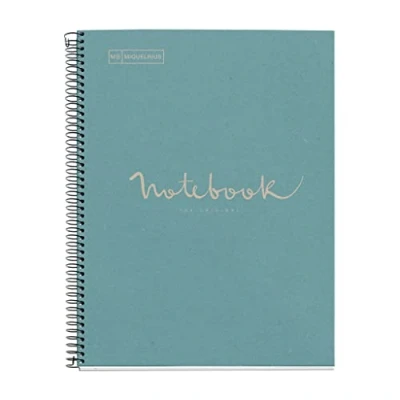 Imagen de Miquelrius Cuaderno reciclado A4, 80 Hojas de g/m², Cuadrícula 5 x mm, Papel (recuperado Post Consumo), 1 Franja Color, 4 Taladros, Cubierta Reciclada, Eco Verde