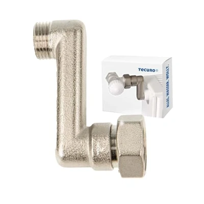Imagen de tecuro Conector S para radiador, compensación de altura 60 mm, con Eurokonus x AG, 3/4 pulgadas 1/2 pulgadas, latón niquelado, AGS
