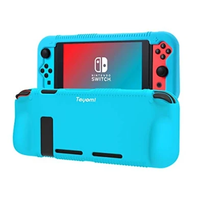 Imagen de Teyomi Funda Nintendo Switch, Carcasa Protectora de Silicona para Switch con 2 Ranuras Almacenamiento Tarjetas Juego Absorción Choque y Antiarañazos