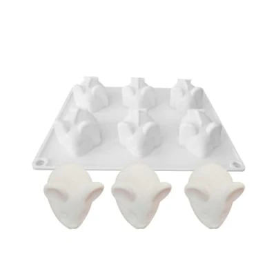 Imagen de molde de silicona con forma ratón 6 cavidades para fondant y chocolate, pastel Halloween, suministros hornear