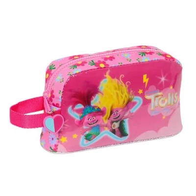 Imagen de Safta Trolls 3 Porta Desayunos Térmico, Termo, Portatodo, Calidad y Máxima Resistencia, Comida, Recreo, 21.5x6.5x12 cm, Color Rosa