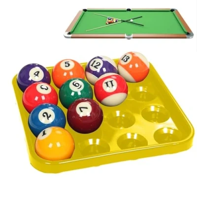 Imagen de Soporte para bolas de billar, bandeja transporte billar ABS, almacenamiento 16 bolas, juego completo tamaño reglamentario, accesorios mesa