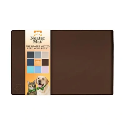 Imagen de Neater Pet Brands Mat Tapete de Silicona Impermeable para Cuencos Mascotas, Protege los Suelos Alimentos y Agua (48,3 x 30,5 cm Silicone, Marrón)