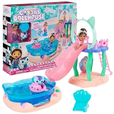 Imagen de LA CASA de MUÑECAS Gabby Piscina Conjunto Juego Gatastica con las Figuras y Siregata, Colas Sirena que Cambian Color Accesorios 6067878 Juguetes Niños Niñas 3 Años +