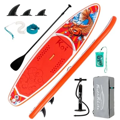 Imagen de FunWater Tabla De Paddle Surf Hinchable con Accesorios Mochila, Bomba Mano, Correa, 3 Aletas Desmontables, Remo Flotante Ajustable