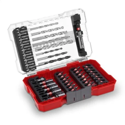 Imagen de Einhell M Case Juego de 39 accesorios resistentes a los impactos (brocas 25 mm, brocas metal, para madera, piedra, soporte 60 llave vaso, avellanado,