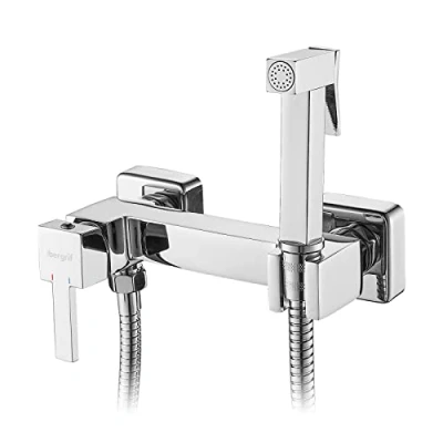 Imagen de Ibergrif Monomando para Bidé WC, Grifo de Ducha Cuadrado Agua Fría y Caliente, Cromo