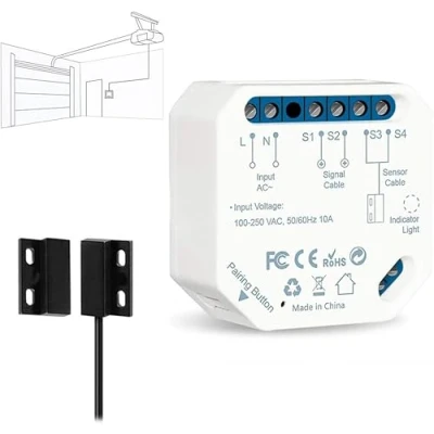 Imagen de LoraTap WiFi Abridor de Puerta Garaje Inteligente, Funciona con el Botón Pared Original, Control la Aplicación Smart Life, por Voz, Compatible Alexa y Google Home, No Requiere Hub