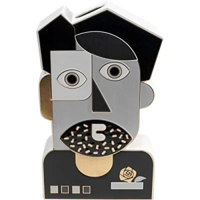Imagen de Kare jarrón de diseño, diseño Abstracto Caballero, Negro/Blanco/Gris, florero Decorativo, Recipiente para Flores, Mesa, 43 cm