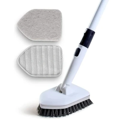 Imagen de Moku Home Cepillo de Limpieza 3 en 1 Extensible Mango Largo 58 Pulgadas, Ducha antiarañazos para Limpiar baño, Cocina, Inodoro, Pared, bañera, Azulejos, Fregadero (Gris)