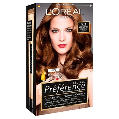 Imagen de 3 x l &#039;oreal paris Recital Preference color permanente 5,3 Virginia castaño marrón