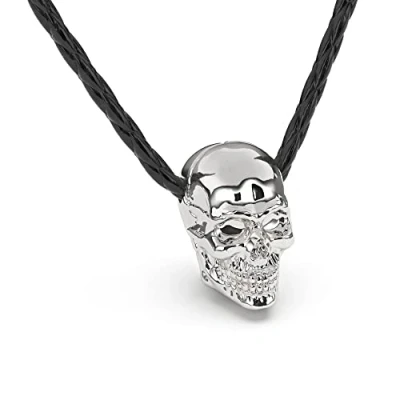 Imagen de SERASAR Collar Cuero con Calavera para Hombre, de Muchacho, Plata Tribal Hombre Masculino 60cm Joyas Hombres Regalo Hijo