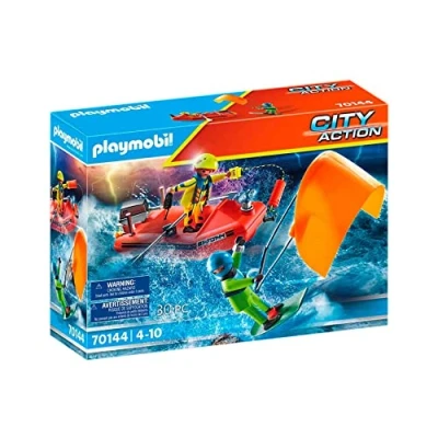 Imagen de Playmobil City Action 70144 Sea Rescue: Kitesurfer Rescue with Speedboat, For ages 4+