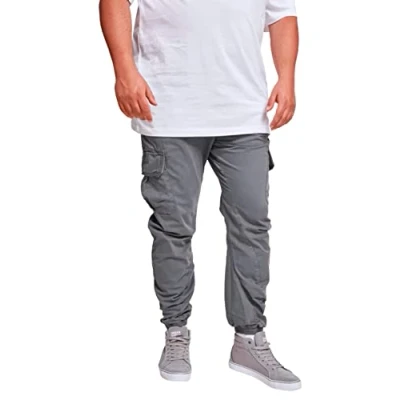 Imagen de URBAN CLASSICS Pantalón jogging Cargo con bolsillos de parche 2 laterales y traseros, ajuste slim fit, color liso, cintura cordón, puños elásticos, gris, talla L