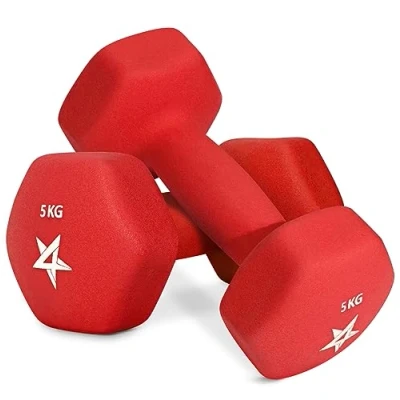 Imagen de Yes4All YJ9U Juego de mancuernas hexagonales neopreno, 5 KG x 2, Rojo