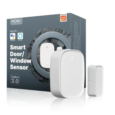 Imagen de MOES Sensor de Puerta y Ventana Inteligente,Alarmas para Casa WiFi(Requiere Zigbee HUB),Sensor Contacto Inalámbrico a Sistema Alarma Domótica,Compatible con Alexa Google Home