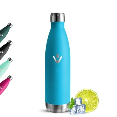 Imagen de Grsta Botella Agua Acero Inoxidable 500ml, a Prueba de Fugas, Cantimplora Termica, Mantiene 24H Frio/12H Calor, Reutilizable Termo Sin BPA para Escuela, Senderismo, Ciclismo, Niños