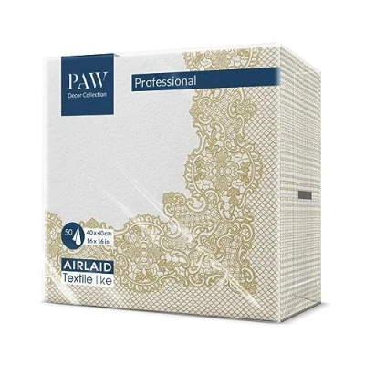 Imagen de PAW Servilletas Papel Airlaid (40 x 40 cm) I de Tela Clásico y Elegante, adornos, marcos, Oro Perfecta para las Ocasiones Importantes Color: Royal Lace (gold)