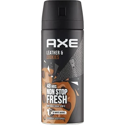 Imagen de Domestos Axe Desodorante Spray Collision Leather &amp; Cookies sin aluminio 150 ml, 3 Pack (3 x ml)