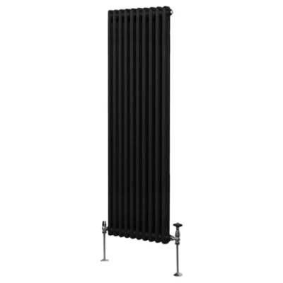 Imagen de Radiador Tradicional Vertical de 2 columnas 1800mm x 472mm Negro Acero Montado en pared Kit fijación y soportes + Cepillo limpieza GRATIS Calefacción estufa calefactor