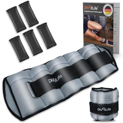 Imagen de DH FitLife Juego de 2 pesas para tobillo, con pesos ajustables piernas y brazos, variaciones, 2,5 kg 4,5 kg, entrenamiento fuerza (4.5, Kilogramos)