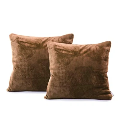 Imagen de DecoKing 58473 2 Piezas Fundas de Almohada 45 x cm Microfibra Cremallera Forro Polar marrón Chocolate Mic