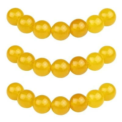 Imagen de MJDCB 8mm 43 piezas Cuentas de Piedra Ágata Amarilla Redondas Sueltas Piedras Semipreciosas Naturales para Hacer Joyas Pulseras Collares