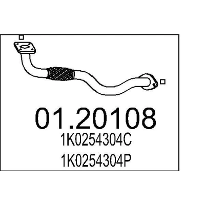 Imagen de MTS 01.20108 Tubo de escape 850 delante para silenciador intermedio VOLKSWAGEN: GOLF 6, SEAT: Leon II Hatchback