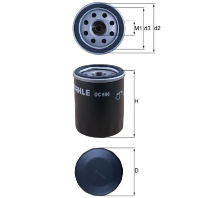 Imagen de MAHLE ORIGINAL OC 986 Filtro de aceite con válvula bloqueo retorno enroscable FIAT: Tipo Hatchback, Idea, Punto III LANCIA: Musa