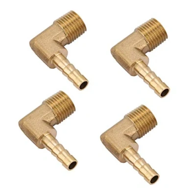 Imagen de 4 unids Manguera Barb Brass Rosca Macho Codo Cola Conector Adaptador G1 / 4&quot;(G1/4&quot; 6mm)