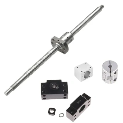 Imagen de GooEquip SFU1204 husillo a bolas de 500 mm, roscado acero inoxidable, con soporte BK10/BF10, carcasa tuerca y juego acoplamiento piezas CNC