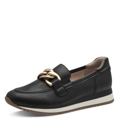 Imagen de Jana Mocasines Deportivos Elegantes para Mujer con cómodos y Veganos, Negro Dorado, 39 EU