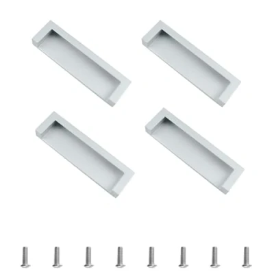 Imagen de Morobor Tatami Manijas de puerta ocultas, 4 asas integradas, dedo empotradas con tornillos ocultos para cajón armario (plata)