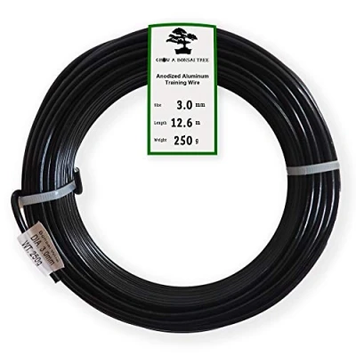 Imagen de Grow A Bonsai Tree Anodizado de aluminio 3,0 mm Formación alambre 250G gran rollo (40 pies) (3,0 mm) 3.0mm Negro