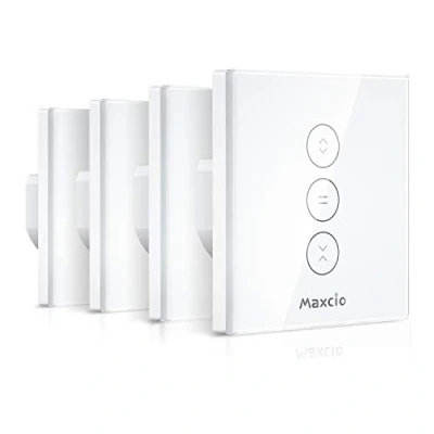 Imagen de 【LED Controlable】Alexa Interruptor Persiana, Maxcio Wifi Compatible con Alexa y Google Home, Control de APP Función Temporizador, para Motor Tubular 4 Packs