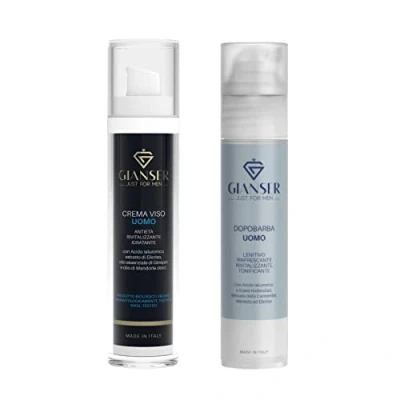 Imagen de Gianser Just For Men Rutina de Buenos Días Sèrum y Crema Facial para Hombre con Ácido Hialurónico, Antiarrugas, Hidratante, Antiedad