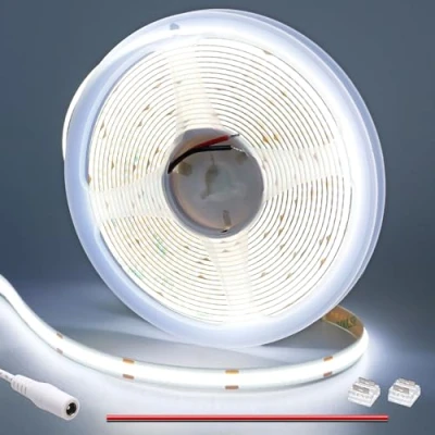 Imagen de GOMING Tira LED COB 12V Blanco Frio 6000K 5M 11W/M CRI 93+ Luminiscencia Lineal Alta Densidad 312LED/M No Impermeable IP20 Luces para Gabinete Sala Estar Dormitorio y Más(Sin Alimentación)