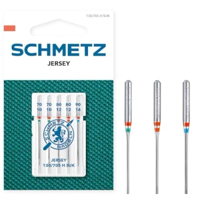 Imagen de SCHMETZ Agujas para máquinas de coser 5 Jersey 130/705 H SUK Grosor aguja 70/10 (2x), 80/12 (2x) y 90/14 (1x)
