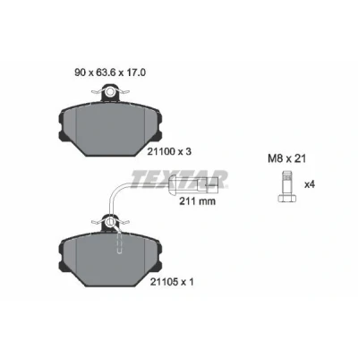 Imagen de TEXTAR 2110005 Juego de pastillas freno con contacto aviso desgaste incorporado tornillos pinza accesorios FIAT: Tipo Hatchback