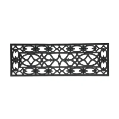 Imagen de Relaxdays Felpudo de Goma, 75 x 25 cm, Resistente Intemperie, Antideslizante, Interior y Exterior, con Adornos, Negro, Caucho, 45 cm