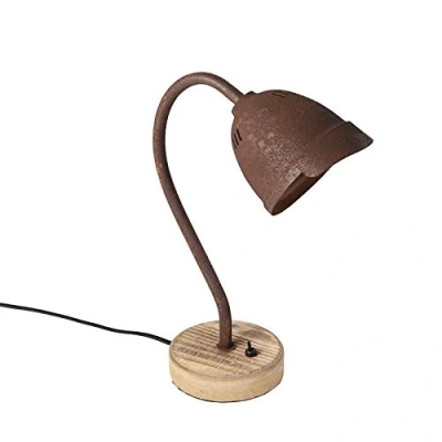 Imagen de Qazqa rústico Lámpara de mesa rústica óxido RAX Acero Redonda Adecuado para LED Max. 1 x 25 Watt